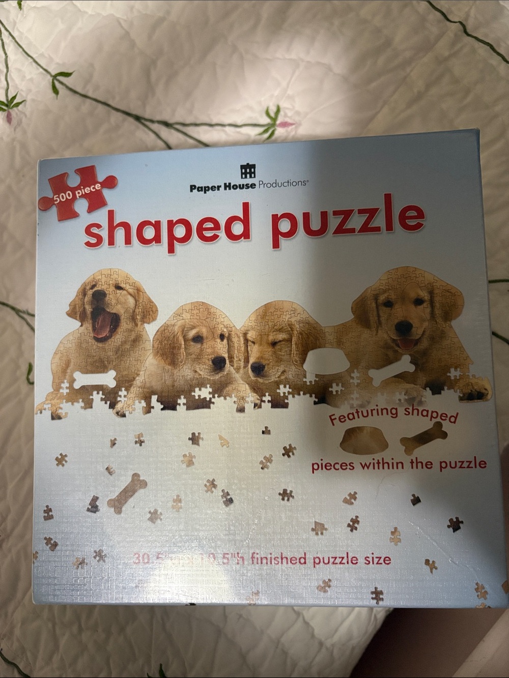 Shaped Puzzle - Golden Puppy Design (Cream/Gold)